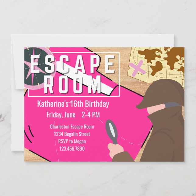 Girl Escape Room Party Steampunk Myasty Birthday Inbjudningar (Framsida)