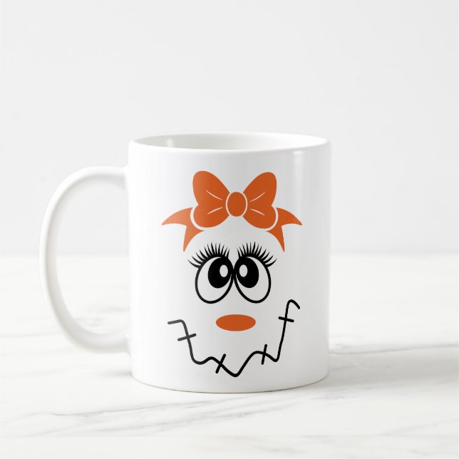 Girl Fågelskrämma Ansikte med Bow Kaffemugg (Vänster)