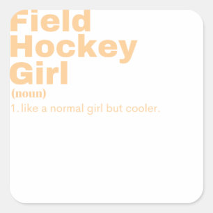 Girl - Fält Hockey Fyrkantigt Klistermärke