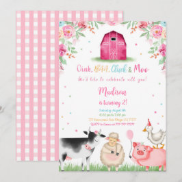 Girl Farm Birthday Inbjudningar