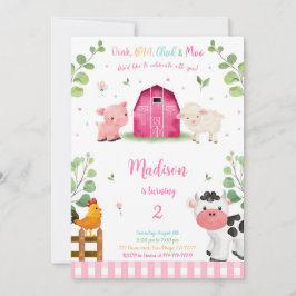 Girl Farm Birthday Inbjudningar
