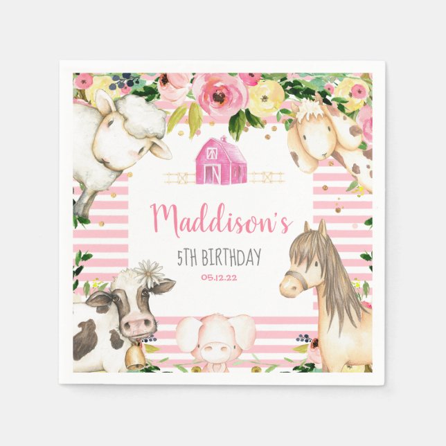 Girl Farm Birthday napkin Pappersservett (Framsidan)