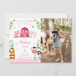 Girl Farm Birthday Photo Inbjudningar