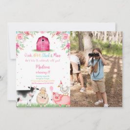 Girl Farm Birthday Photo Inbjudningar
