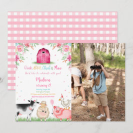 Girl Farm Birthday Photo Inbjudningar