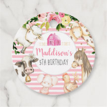 Girl Farm Birthday Stickers, Farm Favors