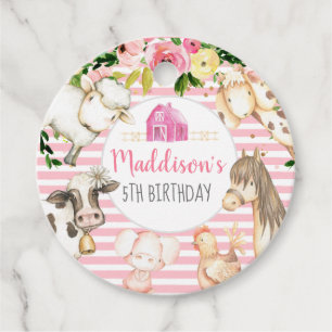 Girl Farm Birthday Stickers, Farm Favors Gåvor Etiketter