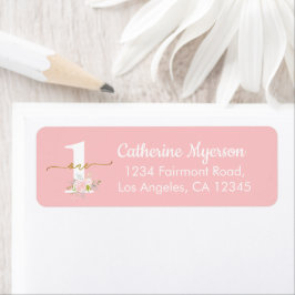 Girl First Birthday Little Miss ONEderful Adress Returadress Etikett