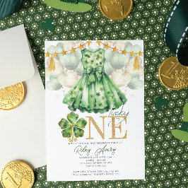 Girl First Birthday St patrick's day Inbjudningar