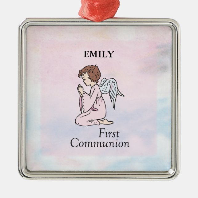 Girl, First Communion Angel Julgransprydnad Metall (Framsidan)