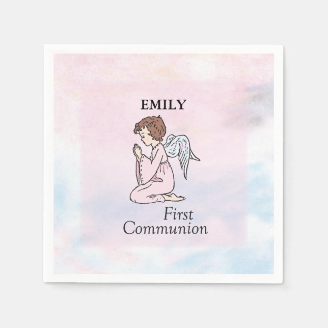 Girl, First Communion Angel Pappersservett (Framsidan)