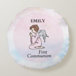 Girl, First Communion Angel Rund Kudde