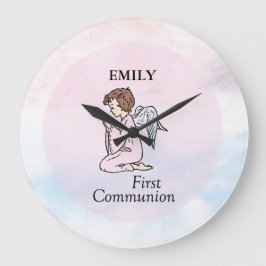 Girl, First Communion Angel Stor Klocka