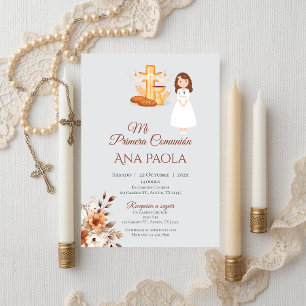 Girl First Communion Call in Spain Boho Inbjudningar