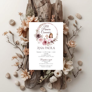 Girl First Communion Call in Spain Boho Inbjudningar