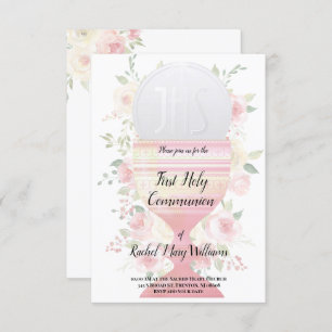Girl First Communion   Chalice Host Inbjudningar