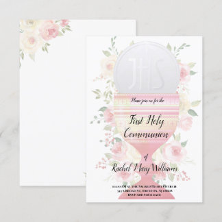 Girl First Communion | Chalice Host Inbjudningar