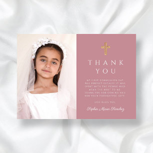 Girl First Communion Dusty Ro Kor Photo Tack Kort