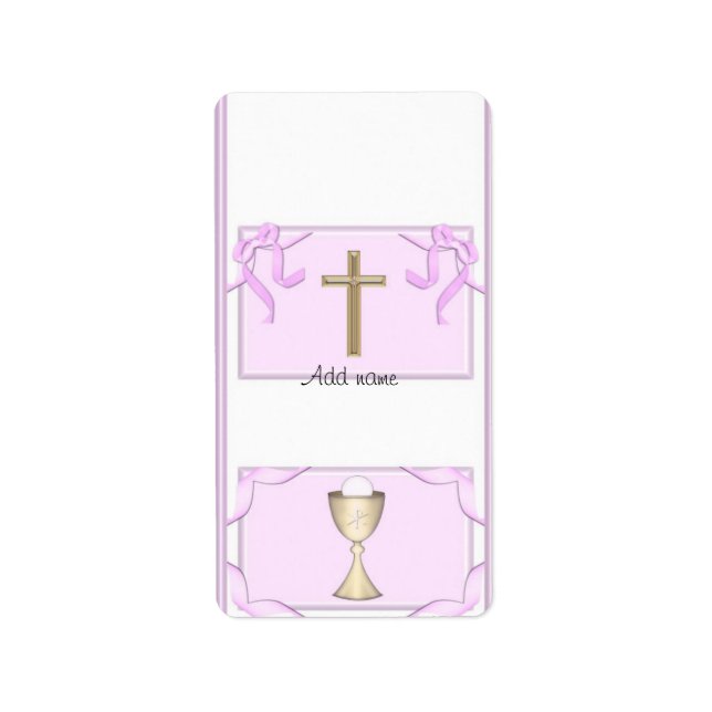 Girl First Communion Hershey Mini Candy Wrapper Adressetikett (Framsidan)