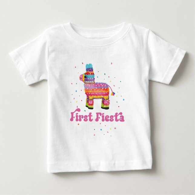 Girl First Fiesta Birthday T Shirt (Framsida)