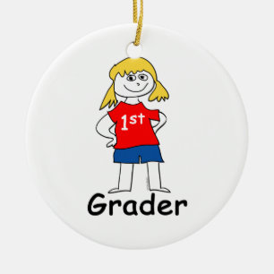 Girl First Grader Julgransprydnad Keramik