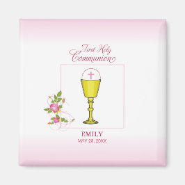 Girl First Heliga Communion, Chalice, Host, Ros Magnet