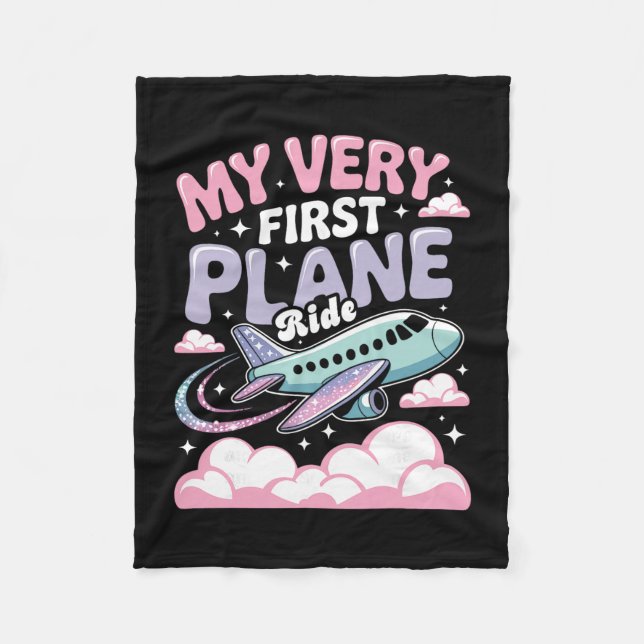 Girl First Plane Ride Children First Time Flyer  Fleecefilt (Framsidan)