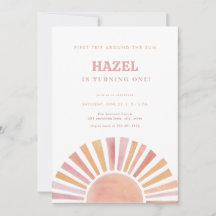 Girl First Resa runt Sol Birthday Inbjudan