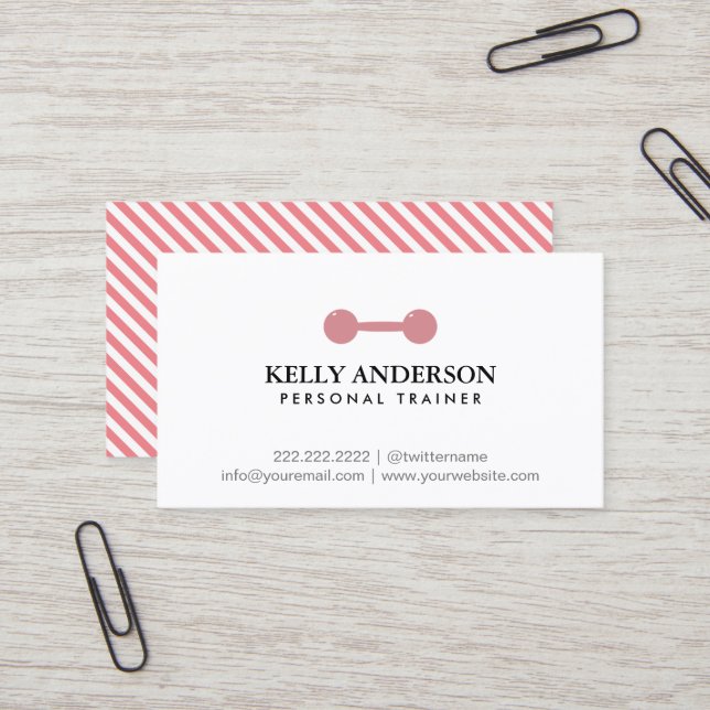 Girl Fitness Personal Trainer Simple Plain Rosa Visitkort (Fram/Back In Situ)