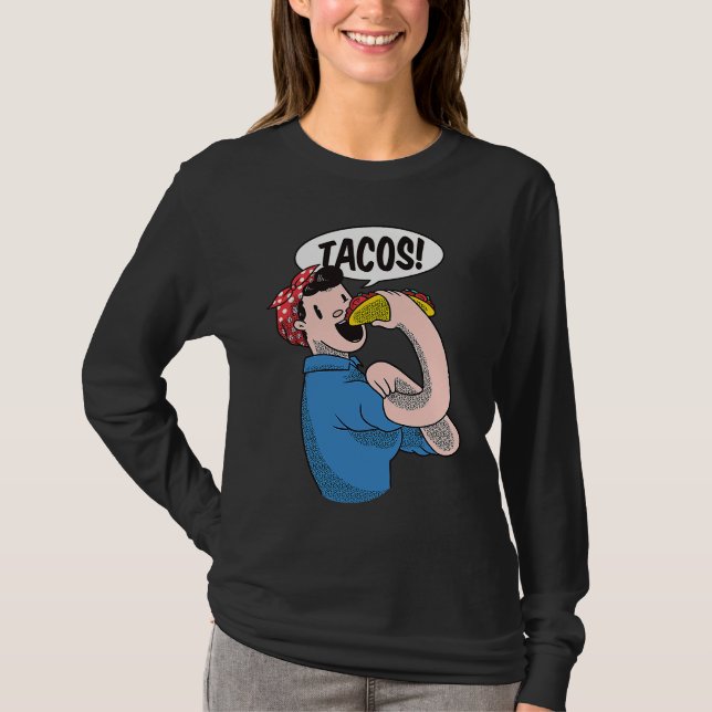 Girl Fitness Workout Taco  Taco  Mexican Gym T Shirt (Framsida)
