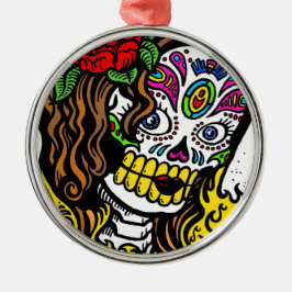 Girl Flower Sugar Skull Julgransprydnad Metall