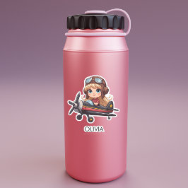  Girl Flying Airplane cute cartoon Personalized Klistermärken