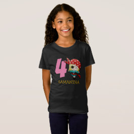 GIRL Födelsedagsfest Pirat 4:e Namn T-Shirt