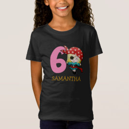 GIRL Födelsedagsfest Pirat 6e Namn T-Shirt