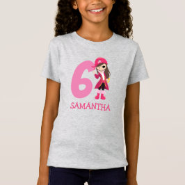 GIRL Födelsedagsfest Pirat 6e Namn T-Shirt