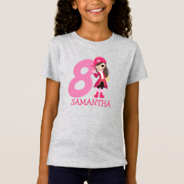 GIRL Födelsedagsfest Pirat 8:e Namn T-Shirt