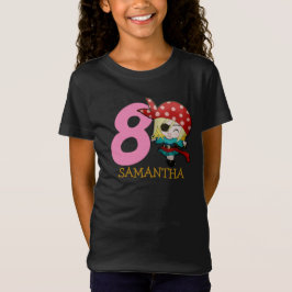 GIRL Födelsedagsfest Pirat 8:e Namn T-Shirt
