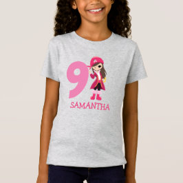 GIRL Födelsedagsfest Pirat 9th Namn T-Shirt