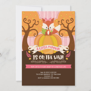 Girl Fox Little Pumpkin Baby Shower-inbjudan Inbjudningar