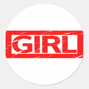 Girl Frimärke Runt Klistermärke