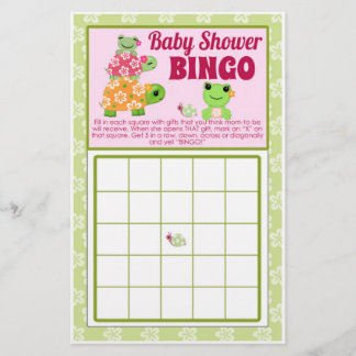 Girl Frog Baby Shower Game BINGO Lakan Flygblad