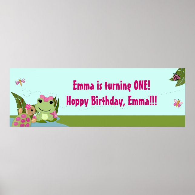 Girl FROG Födelsedagsfest Banner HFG Poster (Framsidan)