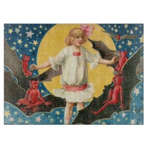 Girl Full Moon Demon Fladdermus Stars
