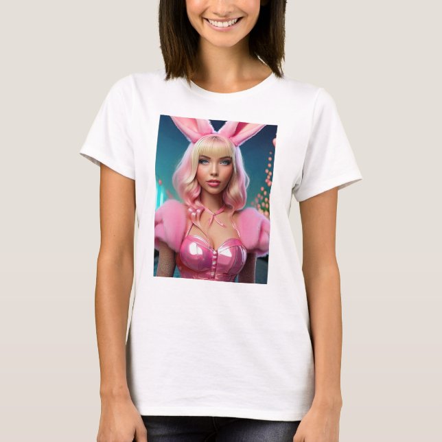 Girl Funny Benice Bunny T Shirt (Framsida)