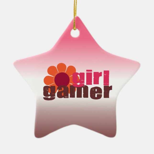 Girl Gamer Julgransprydnad Keramik (Framsidan)