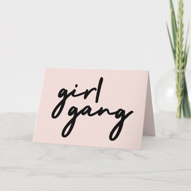 Girl Gang | Cute Rosa Girl Power Modern Feminist Kort (Framsida)