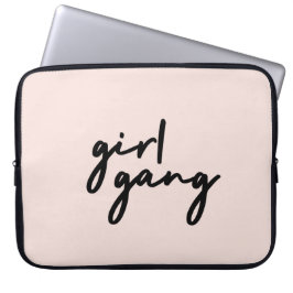 Girl Gang | Cute Rosa Girl Power Modern Feminist Laptop Fodral