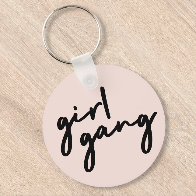 Girl Gang | Cute Rosa Girl Power Modern Feminist Nyckelring (Skapare uppladdad)