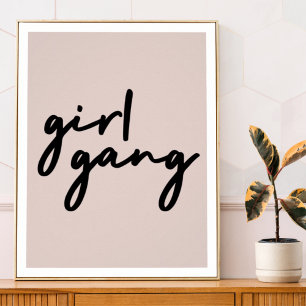 Girl Gang Cute Rosa Girl Power Modern Feminist Poster