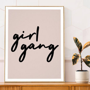 Girl Gang   Cute Rosa Girl Power Modern Feminist Poster